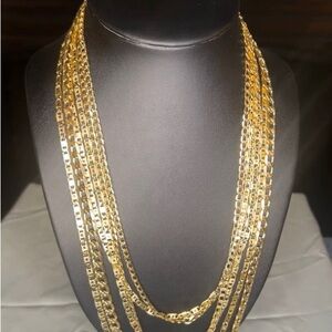 18K Gold Filled Diamond Cut Valentino, Figaro, & Miami Cuban Chains